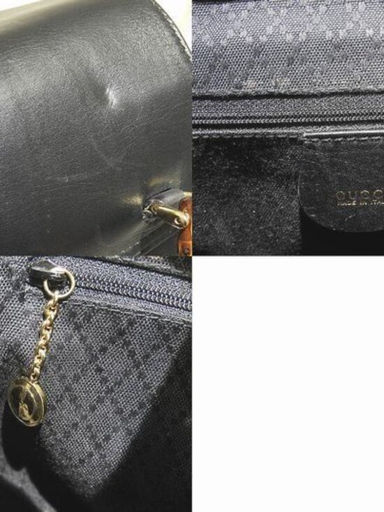 Gucci Backpack Bamboo Black Leather Pocket Vintage main image 4